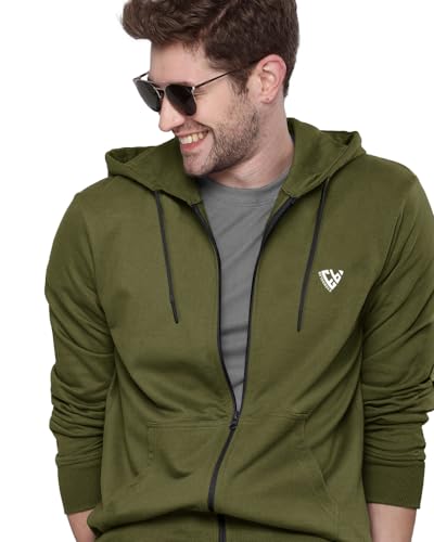 Image of EYEBOGLER Mens Hooded Neck Full Sleeves Regular Fit Solid Jacket