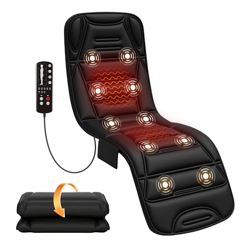 COMFIER Tapis de massage corporel chauffant, coussin de massage à vibrations avec 10 moteurs, 5...