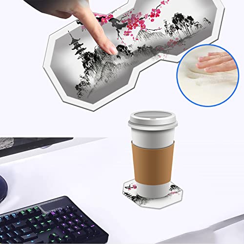 Ergonomic Keyboard Wrist Support + Mouse Wrist Rest + Coasters,Memory Foam Keyboard Elbow Wrist Pillow Rest Cushion Pad Easy Typing Pain Relief For Computer,Watercolor Japanese Cherry Blossom Sakura #TOP4