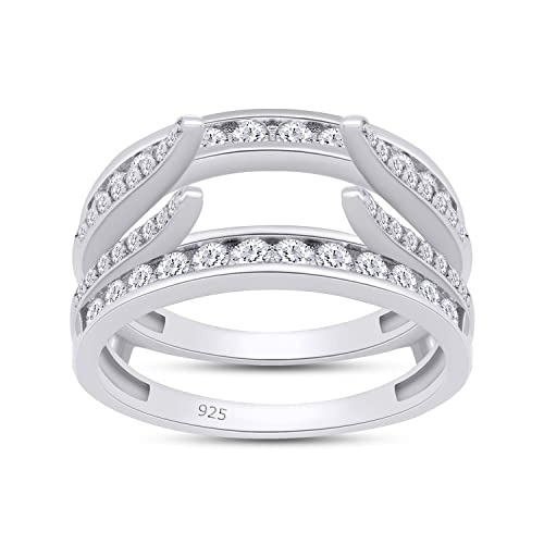 1 CT Round Lab Created Moissanite Combination Cathedral and Classic Enhancer Ring Guard In 14K Gold Over Sterling Silver For Womens (1 Cttw), Gift For Her