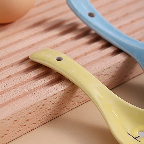 Berglander Ceramic Soup Spoons 4 Pieces, Asian Chinese Japanese Korea Porcelain Soup Spoon For Soup, Dumpling, Wonton, Cereal #TOP2