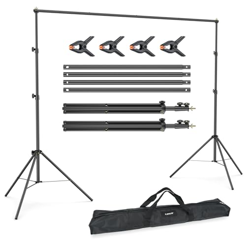 LINCO Lincostore Backdrop Support Stand Kit 10x6.5ft Adjustable Photography Studio Photo Background Support System with Carrying Bag for Green Screen Muslin, 4171 (10ft Wide 7ft high)