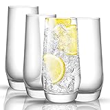 JoyJolt Gwen Highball Glasses Set of 4 Tall Drinking Glasses. 18oz Cocktail Glass Set. Lead-Free Crystal Glassware. Bourbon or Whiskey Glass Cup, Bar, Iced Tea, Water, Mojito and Tom Collins Glasses