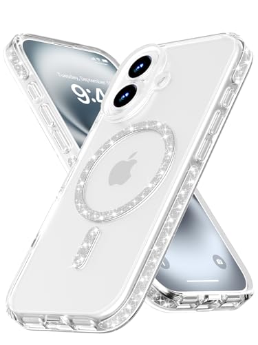 Coque iPhone 16 paillettes compatible MagSafe avec protection caméra