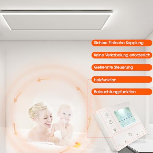 Riscaldamento A Infrarossi Montaggio A Soffitto 590 Watt, Riscaldamento A Soffitto A Infrarossi Con Illuminazione Led, Riscaldamento A Infrarossi Da Soffitto Con Termostato, Controllo Tramite App E - 3