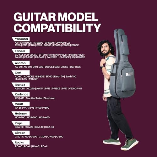 Image of Baritone Nylon Luggage Guitar Gig Bag Cover Padded For All Guitar Like Yamaha FS80C, F280, F310, F370, F620, APX600, CPX600 (Grey)