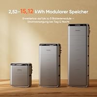 Jackery SolarVault 3 Pro Max AC Balkonkraftwerk Speicher mit Speicher 2,52 kWh, 2500W AC Coupling, 2.52–15.12kWh Erweiterbar, 2500W Einspeisung, 3680W Bypass, Notstrom, AI Energiemanagement – Ansicht 5