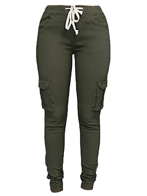 Andongnywell Women's Casual Relaxed-Fit Cargo Pants Multi Pocket Work Pants Ladies Drawstring Pockets Trousers
