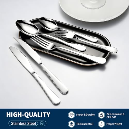 GPY 36-Piece Silverware Set with Steak Knives Nickel Free Cutlery Set for 6 - image 2