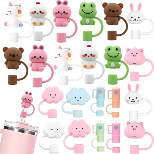 Image of 22Pc Straw Cover for Stanley Cup, Silicone Straw Topper for Stanley Cup 30&40oz with Tumblers, 10mm 0.4in Lid Accessories (Reusable)