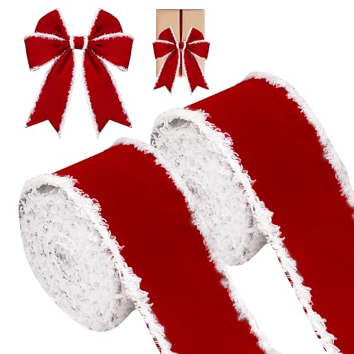 2 rollos de cinta de Navidad con alambre, 6,3 cm