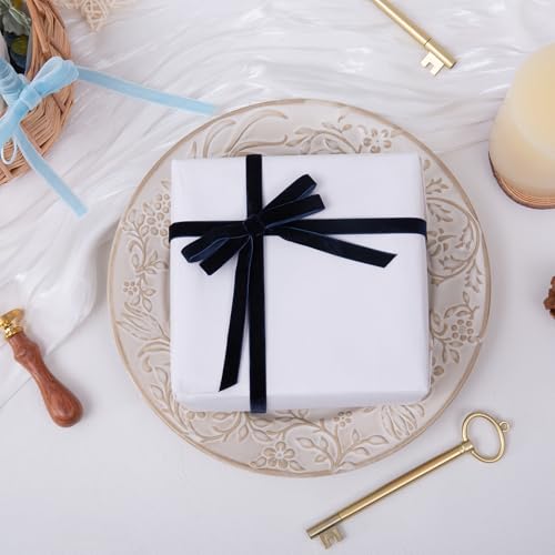 Image of QIANF Vintage Navy Blue Velvet Ribbon, 3 /8 Inch X 25Yd