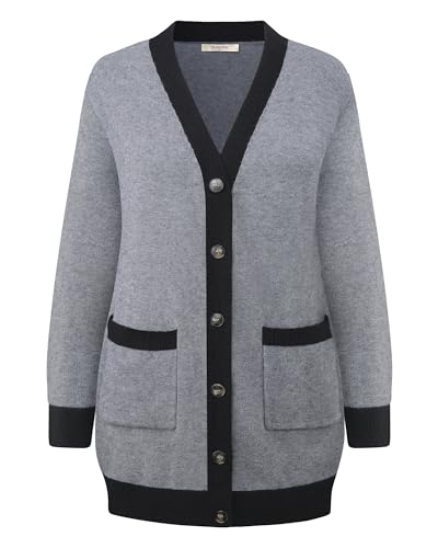 Bebonnie Women's Cozy Knit Long Sleeve Open Front Buttons Cardigan Sweater Outerwears Coats with Pocket2