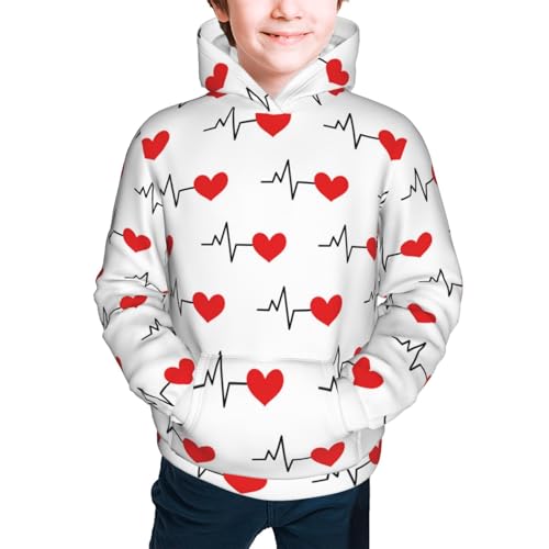 Heartbeat Symbol Kid Hoodies Boys Sweatshirts Girls Pullover with Pocket3