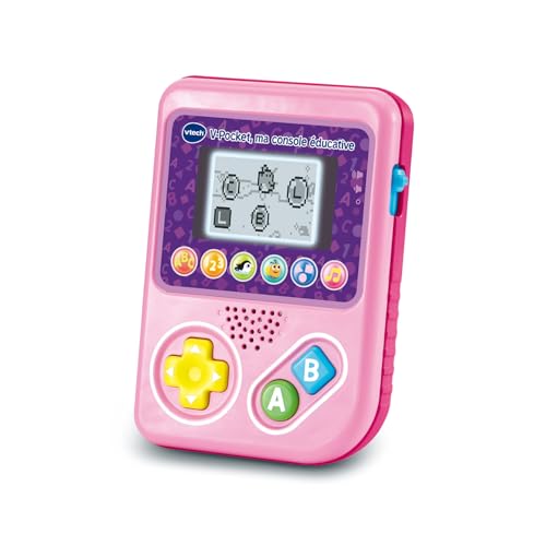VTech - V-Pocket, Ma Console Éducative Rose - Console de Jeux Portable Enfant, Intuitive et Personnalisable - Jeux Éducatifs et Chansons - Cadeau Enfant de 3...