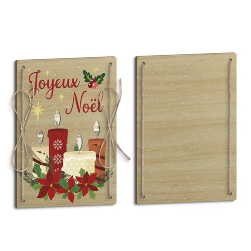 Putuo Decor Porte-Monnaie de Noël en Bois, Portefeuille Joyeux Noël,Illustration de Bougie de Noël,pour Ranger Les Billets, Les Pièces de Monnaie et Les Cartes