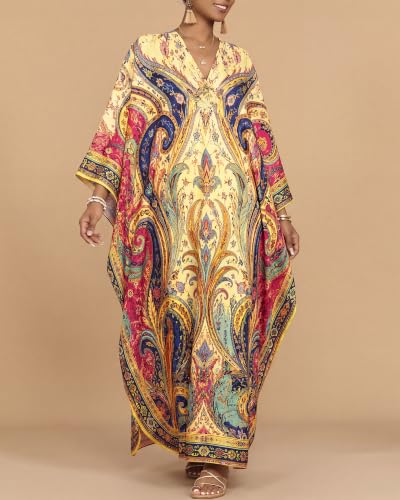 Image of Bsubseach Moo Moos for Women Batwing Sleeve Kaftan Dresses with Pockets