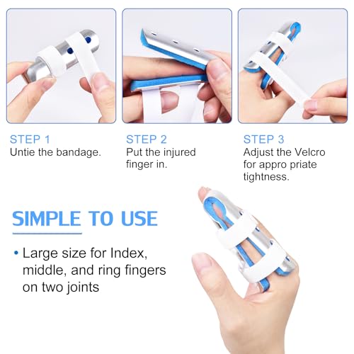 Finger Splint, 2pcs Finger Support Brace for Arthritis Knuckle Immobilizationm, Large Size