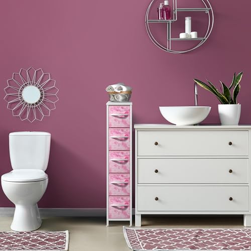 Sorbus 5-Drawer Narrow Dresser for Bedroom (Tie Dye Pink) - image 7