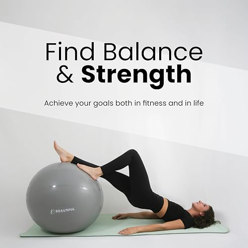 Beautiful Light Yoga Ball, Extra Thick, Durable, Anti-Slip, Matte Texture, for Yoga, Pilates, Physical Therapy, Crossfit, Weightlifting, Birthing Ball, Yoga Ball Chair for Back and Posture Support.