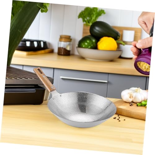 Wok de acero inoxidable con mango de madera miniatura 4