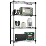 M MZG 1000 lbs 4 Tier Shelf Metal Storage Shelves Wire Rack Closet Organizers for Garage Kitchen Bathroom Laundry Black 30 x 65 x 115.6 cm