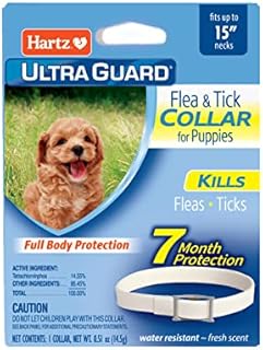 Hartz UltraGuard Flea & Tick Collar for Dogs and Puppies, 7 Month Flea and Tick Protection and Prevention Per Collar, White, Up to 15 Inch Neck