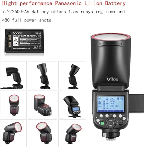 Image of Godox V1 V1-N V1N Round Head Camera Flash and Godox XProII-N Flash Trigger for Nikon Camera,76Ws 2.4G TTL1 /8000 HSS,480 Full Power Shots,1.5s Recycle Time,10 Levels LED Modeling Lamp