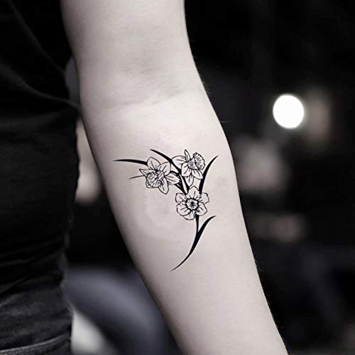 Daffodil Temporary Fake Tattoo Sticker (Set of 2) - www.ohmytat.com
