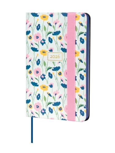 Finocam - Agenda 2026 Semana Vista Horizontal | Enero - Diciembre (12 meses) | Agenda Anual 2026 con goma elástica y cinta punto | Tapa Blanda Flexi Joy - Fiona - Español