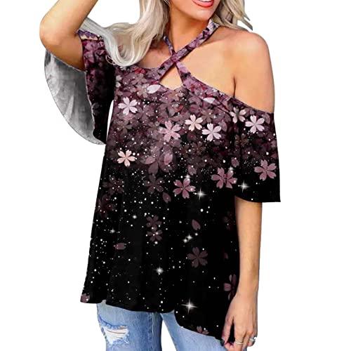Blusas femininas abertas nas costas curtas meia manga mármore floral praia havaiana tops felpudos té