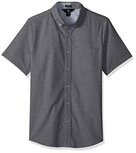 Volcom mens Everett Oxford Short Sleeve Button Down Shirt, Black, Medium US