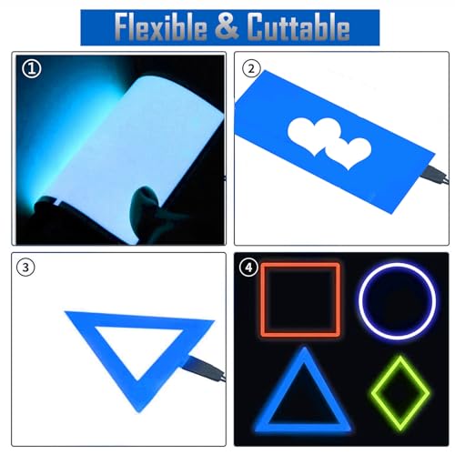 Image of Flexible Led Panel,Electroluminescent Panel Sheet EL Tape Cuttable Soft for Mask Eye Cosplay Party Decor DIY-Continuous /Slow Flash /Fast Strobe 3x24 cm Lightblue (Blue, 3 * 24)