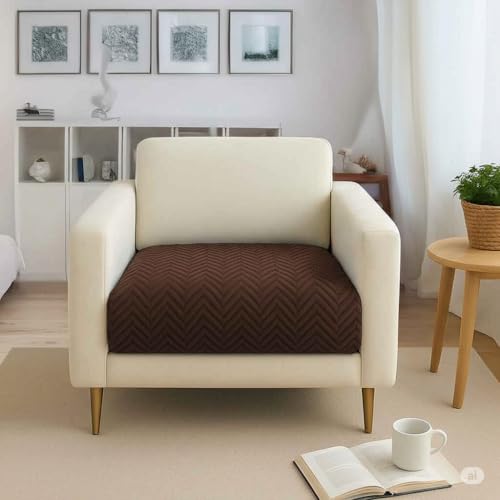 Image of Amazon Basics - Velvet Quilted Make Your Own Sofa Cover |1 Seater | Multi-Layered Fabric |70cm x 70cm | 350 GSM | Color - Brown