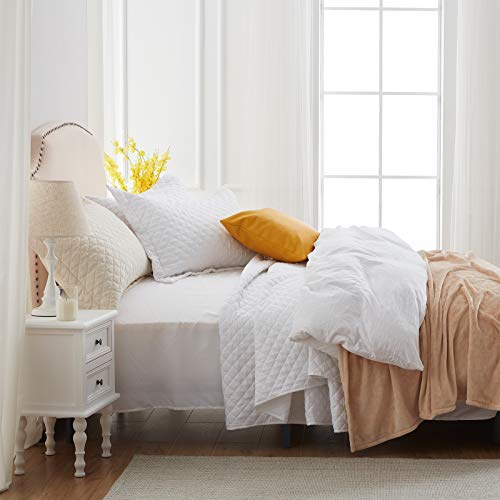 Sunstyle Home Quilt Sets Queen White Lightweight Bedspread Full Soft Reversible Coverlet For All Season 3Pcs Diamond Quilted Bedding Sets (1 Quilt 2 Pillow Shams)(90"X96") #TOP3