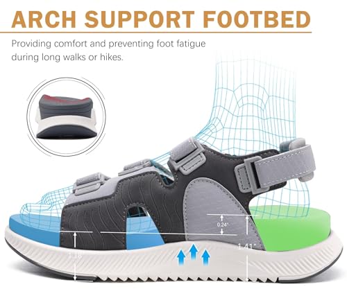 Image of ONCAI Women's Walking Sandals with Arch Support Hiking Athletic Sandals Woman Outdoor Cushion Footbed Water Summer Thick Rubber Soles Sandalias Mujer Size 6-12