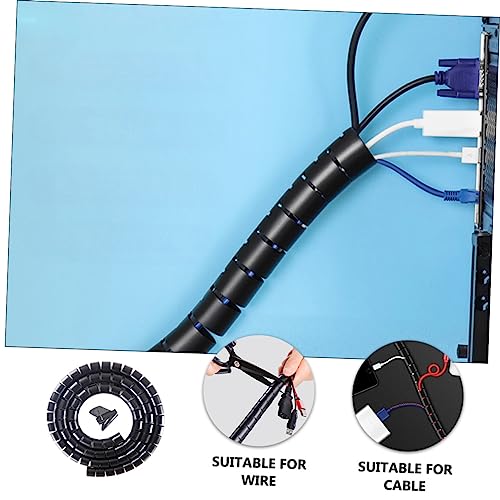 Funda en espiral para cables HOMSFOU organizadora, negra, duradera y resistente para hogar y oficina miniatura 7