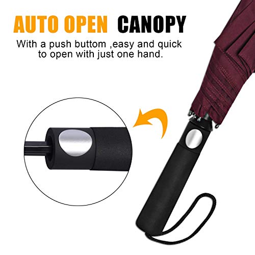 Image of G4Free 62 inch Portable Golf Umbrella Automatic Open Large Oversize Vented Double Canopy Windproof Waterproof Sport Umbrellas | Windproof Heavy Duty Umbrella, Automatic Open, Sport Umbrella, Durable, Waterproof Stick Umbrella, for Rain, for 2 People