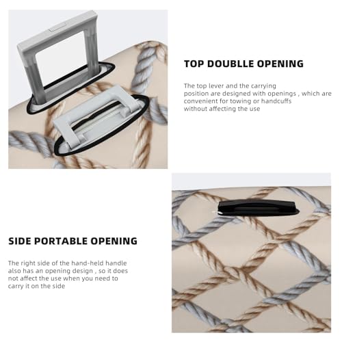 Nautical Ropes Nets On Beige Boho Elastic Travel Luggage Covers Dustproof Scratch-Resistant Suitcase Protector Fit 22-24 Inch3