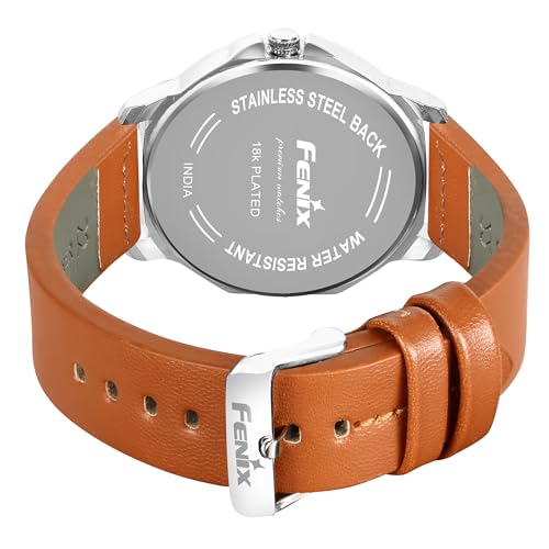 Image of FENIX Time Concept Men's White Chronograph Analogue Watch with Leather Strap (White)