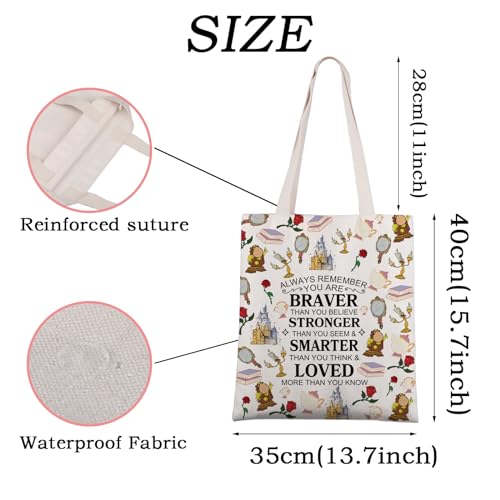 WSNANG Beauty Movie Inspired Gifts Beauty Princess Tote Bag Princess Lover Shoulder Bag Fairy Tale Flower Gift (AlwayBeauty TB)3
