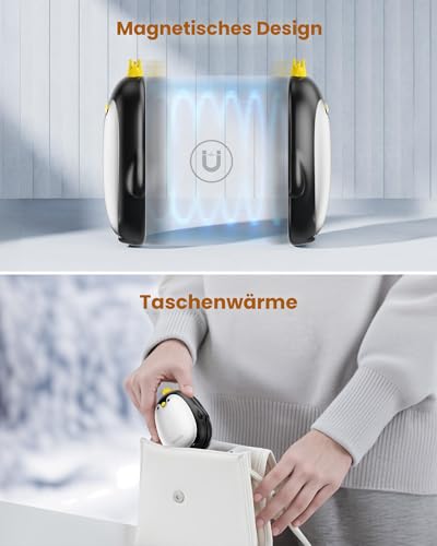 Gaiatop Handwärmer Elektrisch, 2er-Pack 3 Heizmodi Magnetisch Tragbar Taschenwärmer Wiederverwendbar, Outdoor Camping Hand Warmers Wandern Gadgets Jagd Zubehör Geschenk für Frauen Männer (Schwarz)
