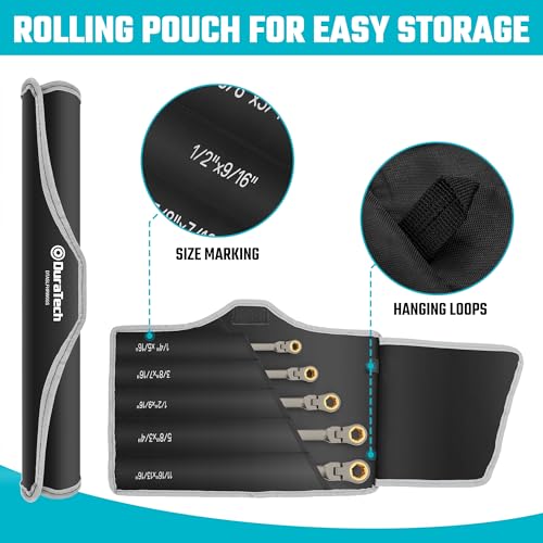 Image of DURATECH Extra Long Anti-Slip Flex-Head Ratcheting Wrench Set, 5-Piece, SAE