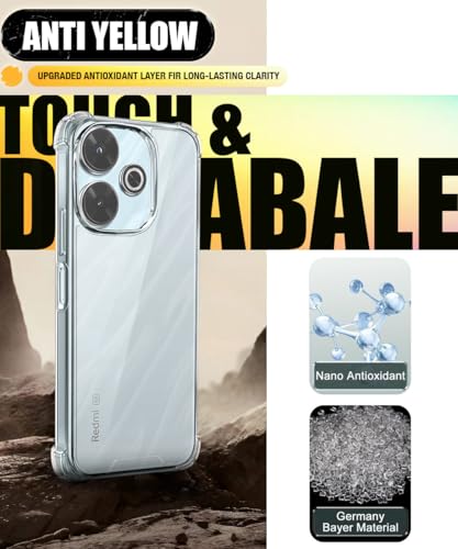Image of WOW IMAGINE Ultra-Hybrid Crystal Clear Back Case for Mi Redmi 13 5G | Poco M6 Plus 5G | Shockproof Design | Camera Protection Bump | Hard Clear Mobile Back Cover with Cushioned Edges - Transparent