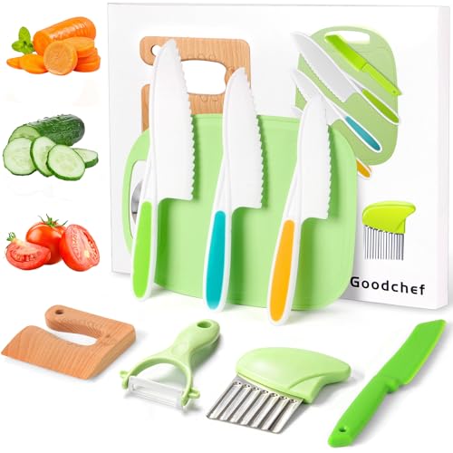 Kindermesser 8-teiliges Montessori Spielzeug Sets Montessori Messer für Kinder messer ab 2 Jahren Kindersicheres Lernmesser küchenset Kinder schneideset Geschenk kleine Küchenhelfer(Krokodil