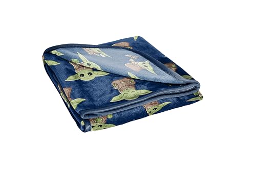 Image of Jay Franco Star Wars The Mandalorian Plush Throw Blanket - Measures 50 x 60 Inches - Kids Super Soft Fleece Bedding Features Baby Yoda, Grogu