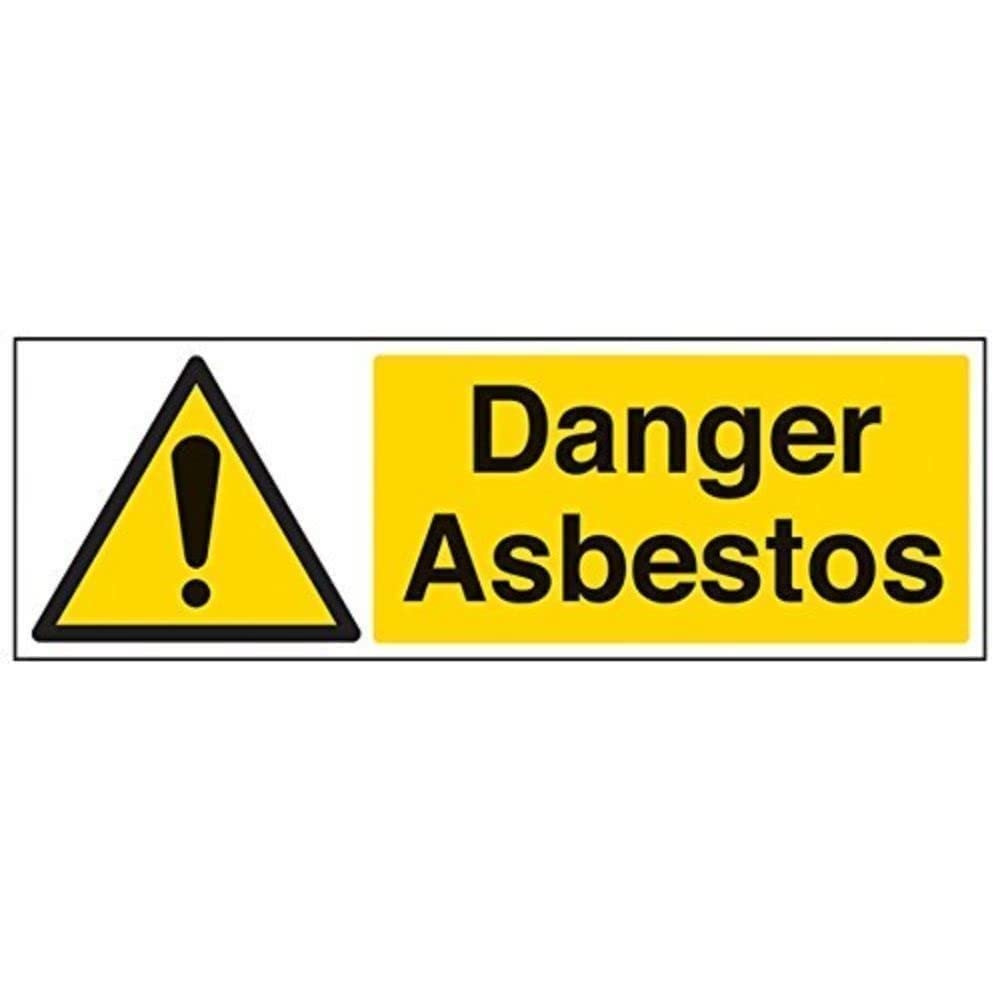 V Safety Danger Asbestos Warning Sign - 450mm x 150mm - Self Adhesive Vinyl