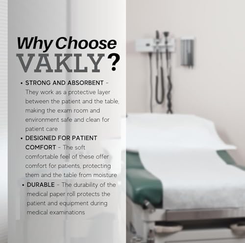 Image of Vakly Exam Table Paper Roll 18 inch x 225' (Pack of 4) - Disposable Smooth Medical Barrier Paper for Spa, Doctor, Chiropractic & Massage Tables