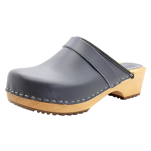 Image of Bjork Maja Wood Open Back Leather Clogs