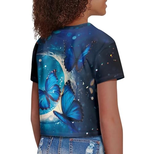 Image of 4th of July Shirt for Girls 7-8 Years US Flag Crop Tops Kids Outfit Independent Day Graphic Tee-